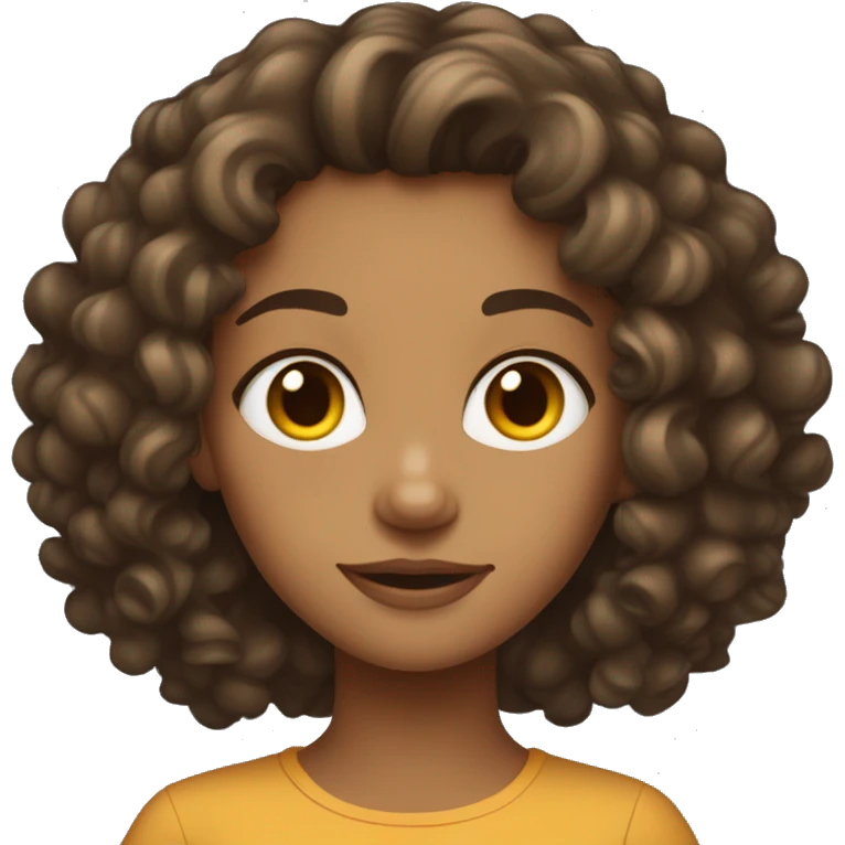 Tan skinned girl around 12 with brunette medium length curly hair emoji