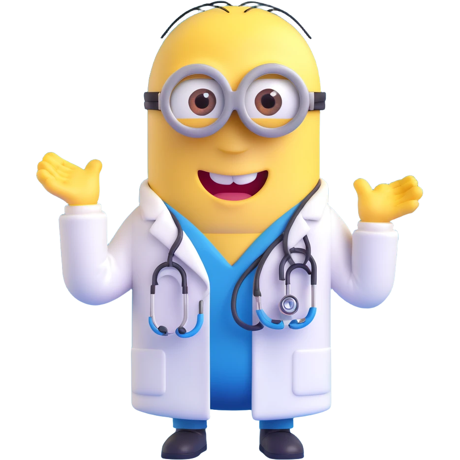 yellow minion character as a doctor with stethoscope emoji
