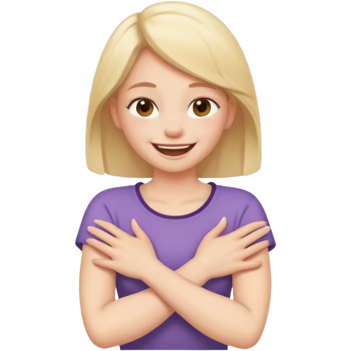 arms crossed holding neck laughing girl emoji