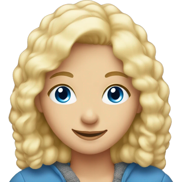 smiling blonde with blue eyes in cozy space emoji
