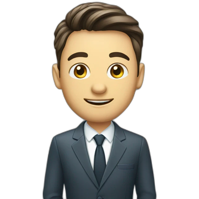 Un agent immobilier devant un panneau vendu emoji
