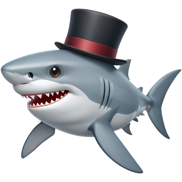 Shark with a top hat emoji