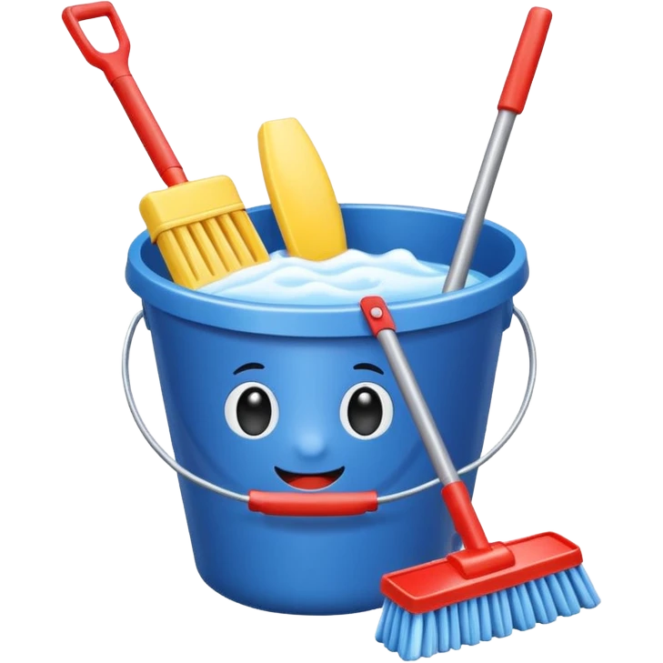 bucket filled cleaning equipments emoji