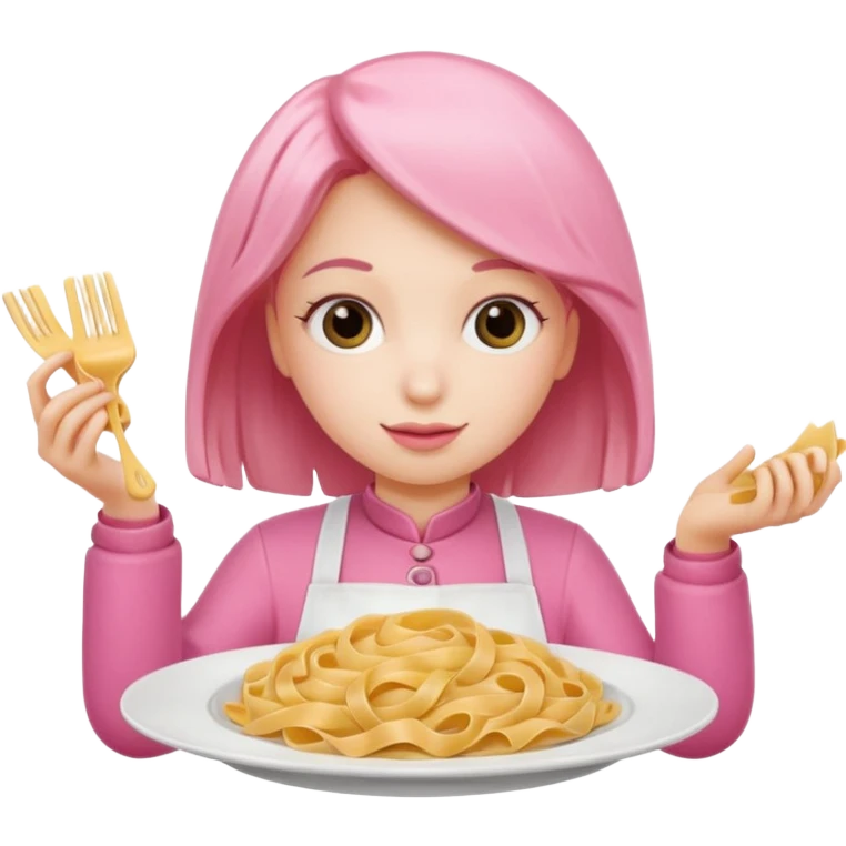 pink girl serving pasta on a plate emoji