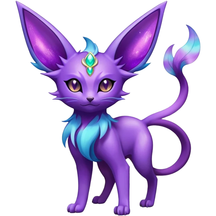 Shiny Exotic Elemental Espeon-Persian-Pokémon-Fakémon-hybrid-creature (full body) emoji