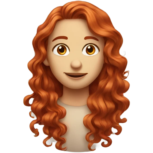 long wavy red hair and hazel eyes emoji