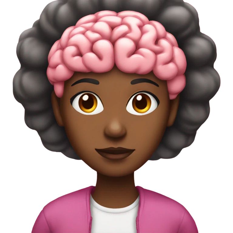 black woman with pink brain-power emoji