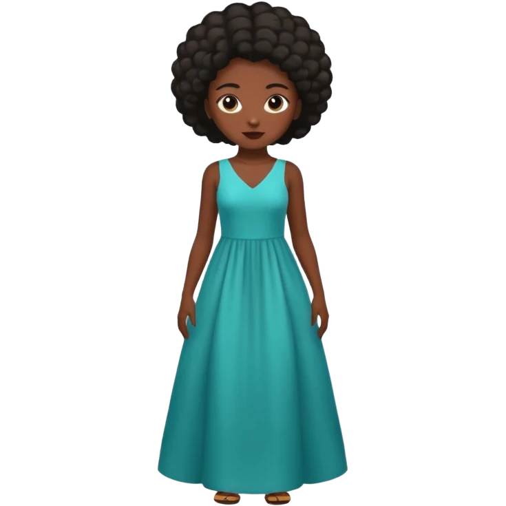A girl with 4c hair and a long dress emoji