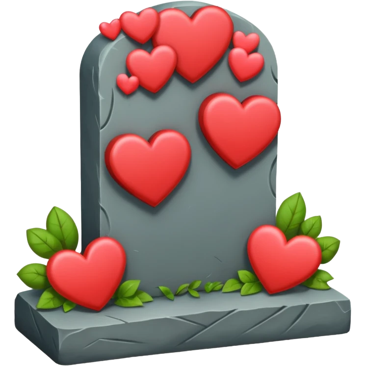 Headstone with hearts emoji