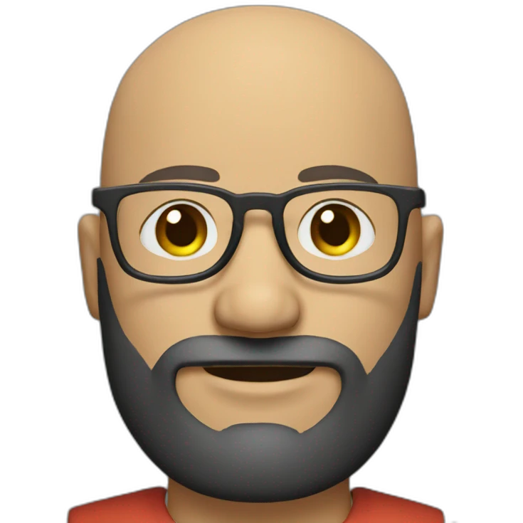 bald head bearded man with glasses emoji