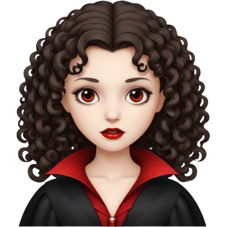 vampire brunette girl with curly, almost straight hair big black gril emoji