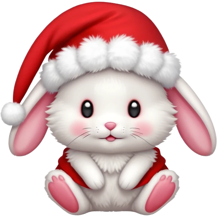 Peluche lapin noel cute bonnet emoji