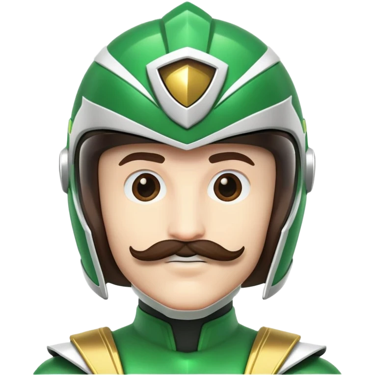 White version of the green power ranger with a brown mustache, green helmet emoji