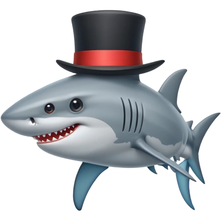 Shark with a top hat emoji