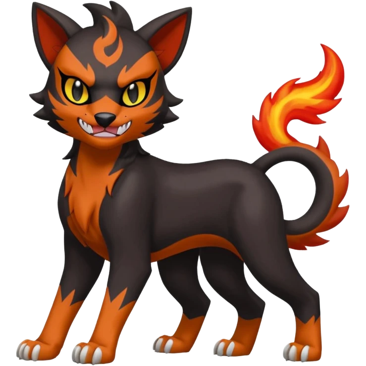 Feisty Spicy Fiery Angry Growling Sour Creamy Evil Liepard-Houndour-Sprigatito-Litten-Pokémon-fusion-creature (full body) emoji