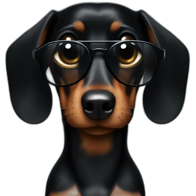 black dachshund in the dark sunglasses head shot emoji