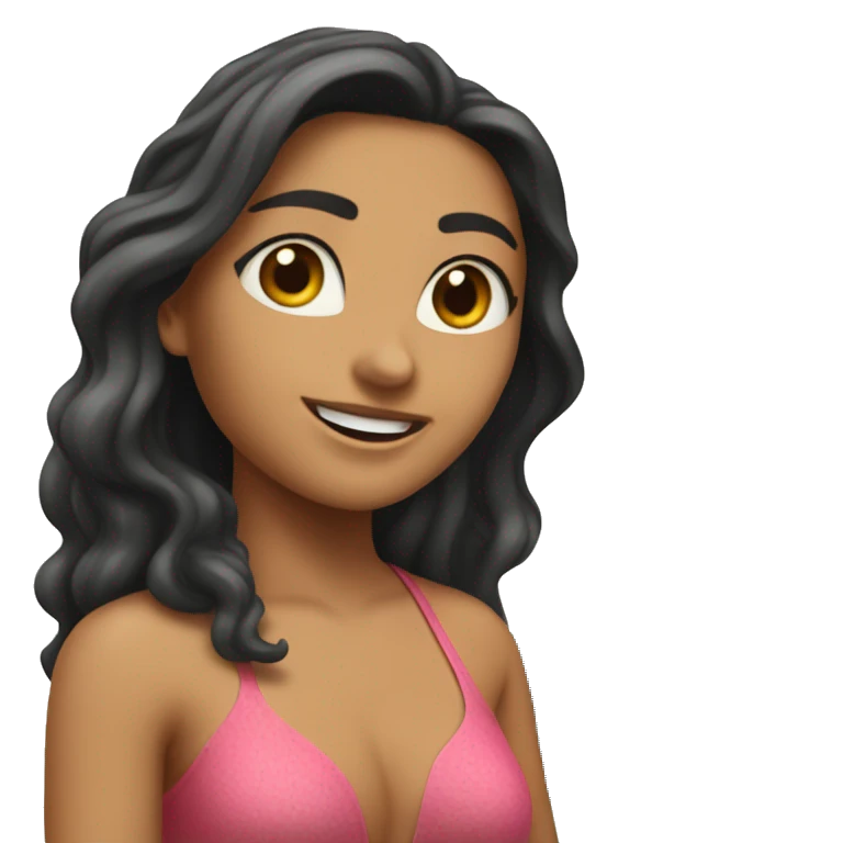 Una chica morena surfeando  emoji