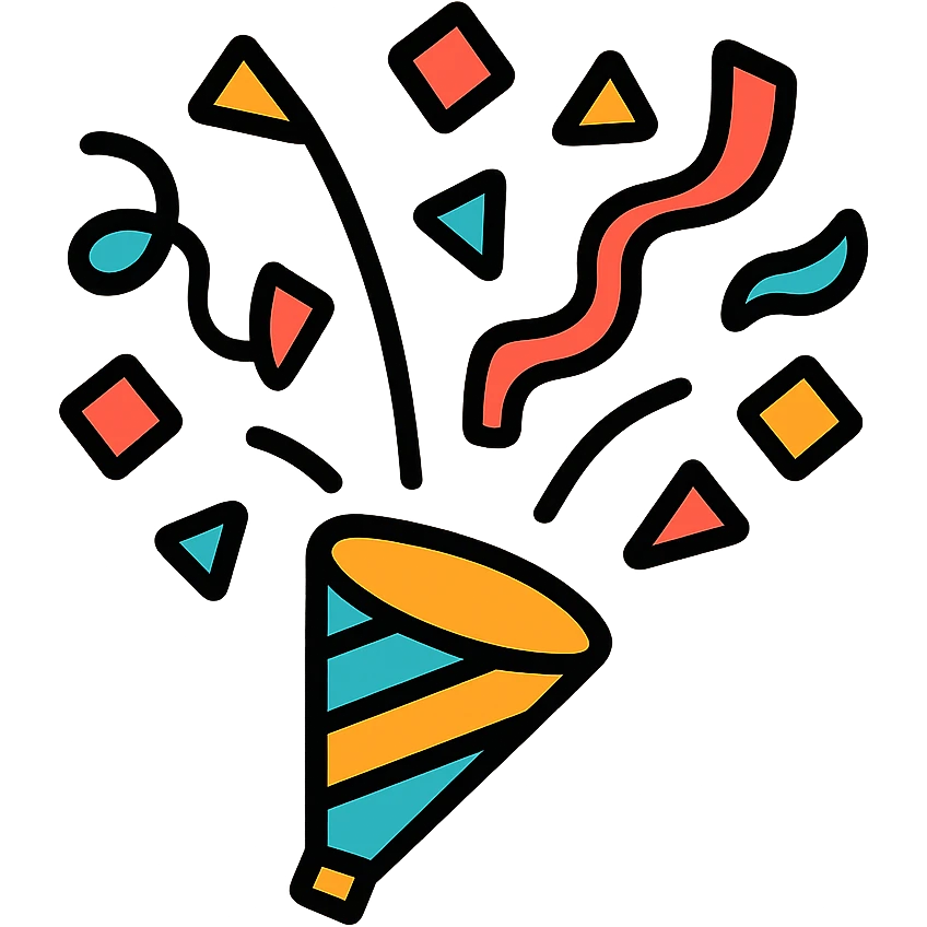 Confetti popping and exploding in celebration, festive paper bits flying outward in an explosion pattern emoji