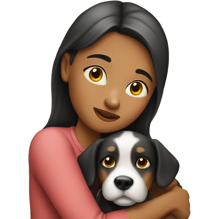 A girl huging her dog emoji