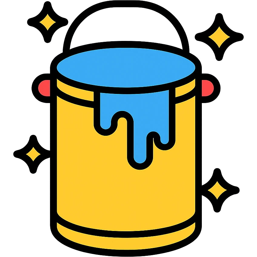a glowing gallon of paint, color outline style emoji