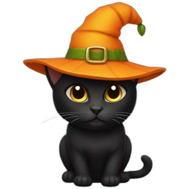 Black cat in pumpkin hat emoji