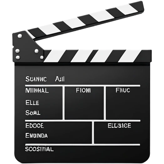 extremely minimalist film clapperboard, ultra simplified movie slate with just essential elements, black and white emoji