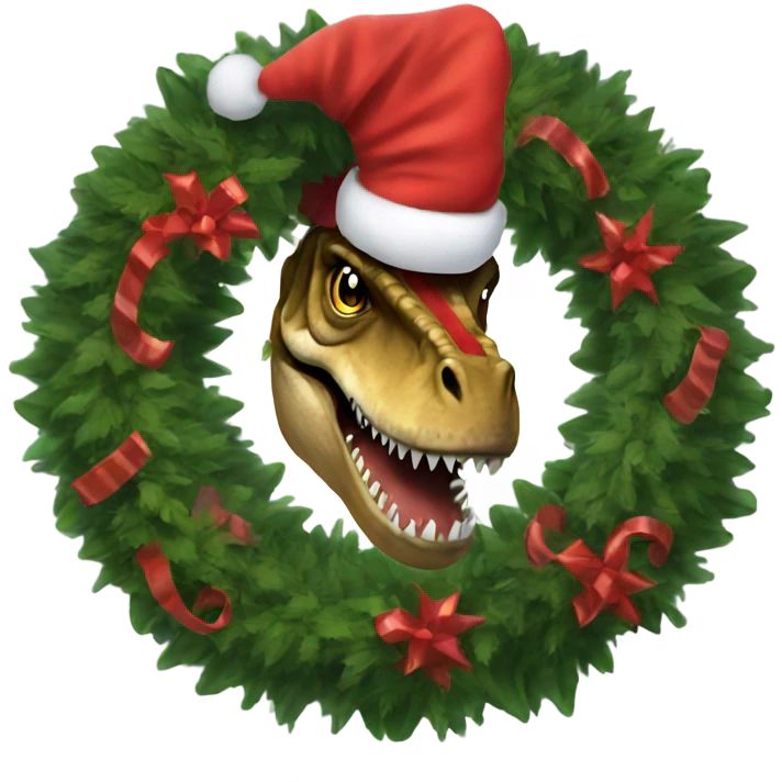 T. rex Santa wreath emoji