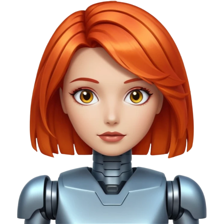 female vibrant hair color metalic robot face like last picture of the last one emoji