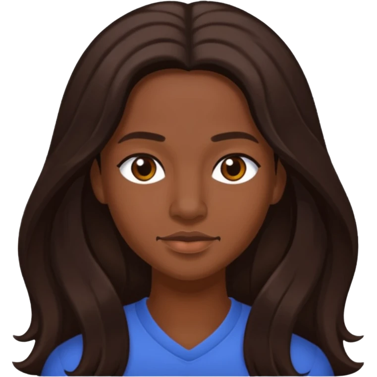 D.Woods of Dainty Kane with long dark brown hair, medium dark skin emoji