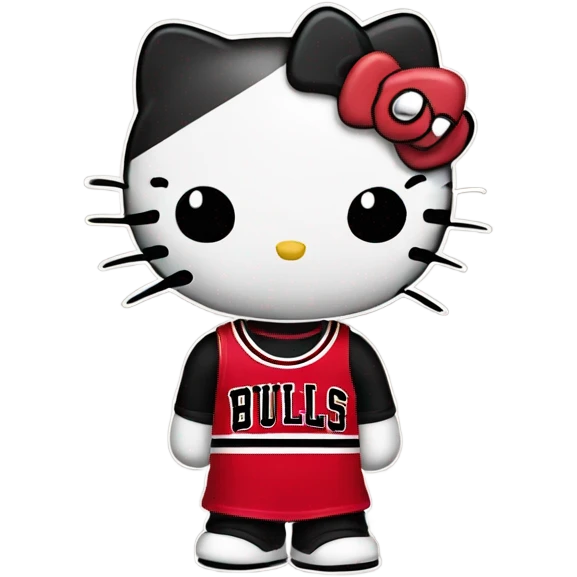 Hello kitty wearing a bulls jersey  emoji