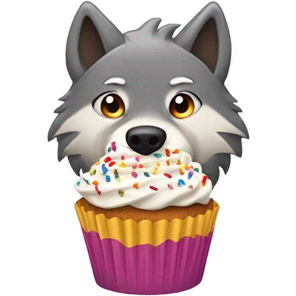Wolf eating cupcake emoji