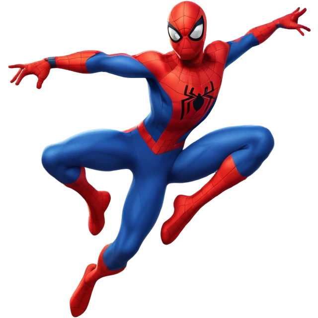 A whimsical portrait of Spiderman with a mustache, whimsical, cartoon style, detailed eyes, detailed skin, dynamic pose, city background, bright colors, 8k, high resolution, octane render. emoji