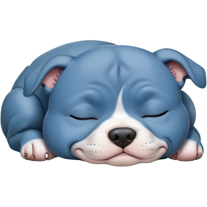 Meme-Worthy Cute Sleeping Blue Staffordshire Bull Terrier Portrait Emoji, Head resting peacefully with a contented smile, showcasing a delightfully compact build and a luxuriously soft blue Fur, eyes shut in a serene nap, Simplified yet hilariously adorable features, highly detailed, glowing with a soft, drowsy light, high shine, relaxed and utterly lovable, stylized with an air of playful laziness, bright and heartwarming, soft glowing outline, capturing the essence of a comically sleepy guardian, so meme-worthy it feels like it could instantly become the next viral sensation of adorable slumber! emoji