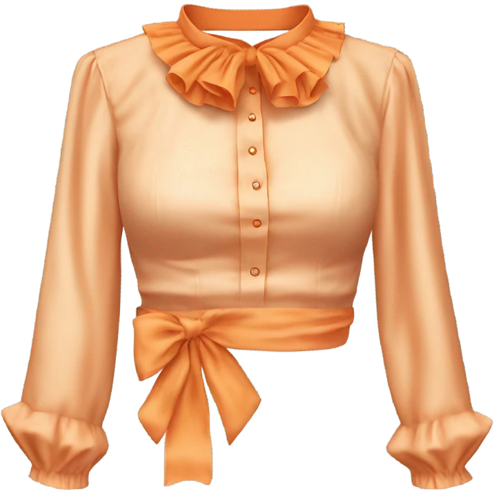 Realistic orange cut out crop top blouse. Ruffles. Isolated. Fancy sash emoji
