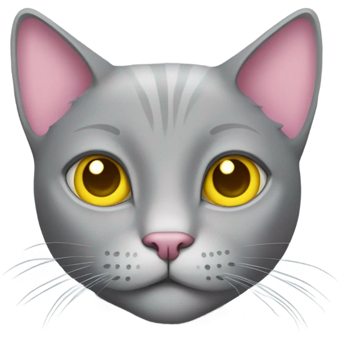 Grey cat with yellow eyes and a pink shirt emoji