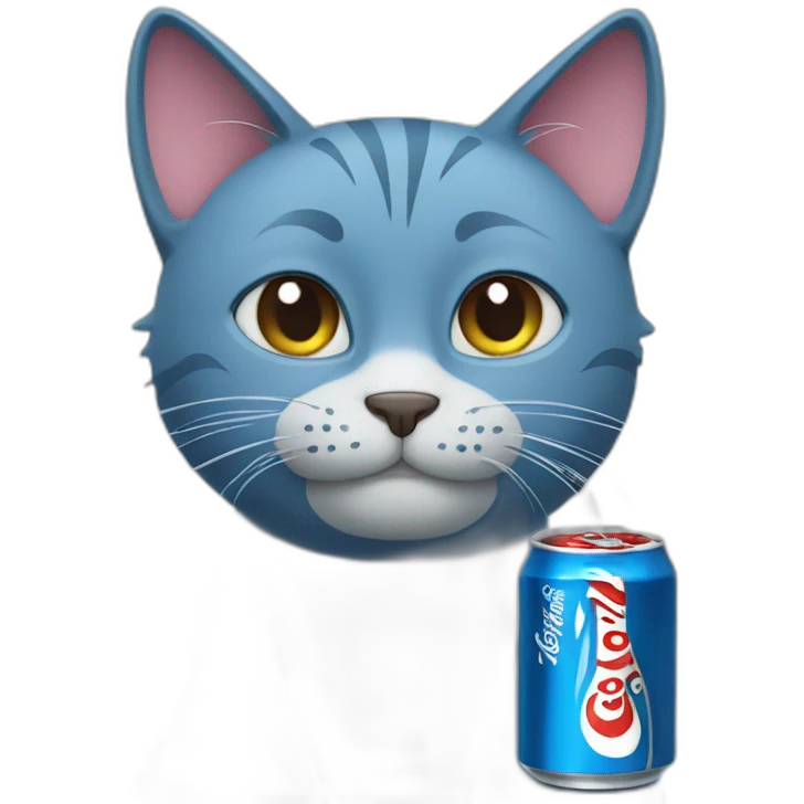 Blue Cat drinking coke emoji