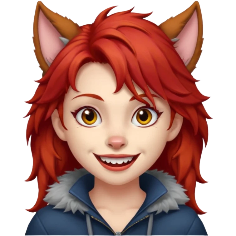 Werewolf red hair girl with a smile emoji