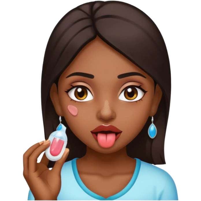 make a tongue sticking out expression for this indian girl that has transparent under eye gel patches emoji