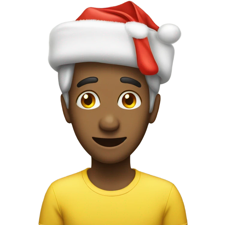 A yellow good morning emoji with Christmas hat emoji