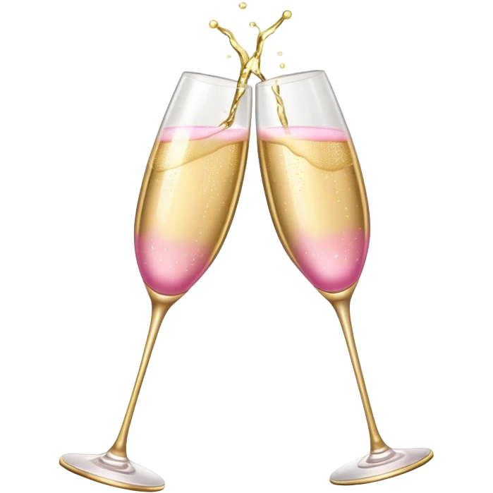 Girly aesthetic two sparkly Champagne glass clink emoji