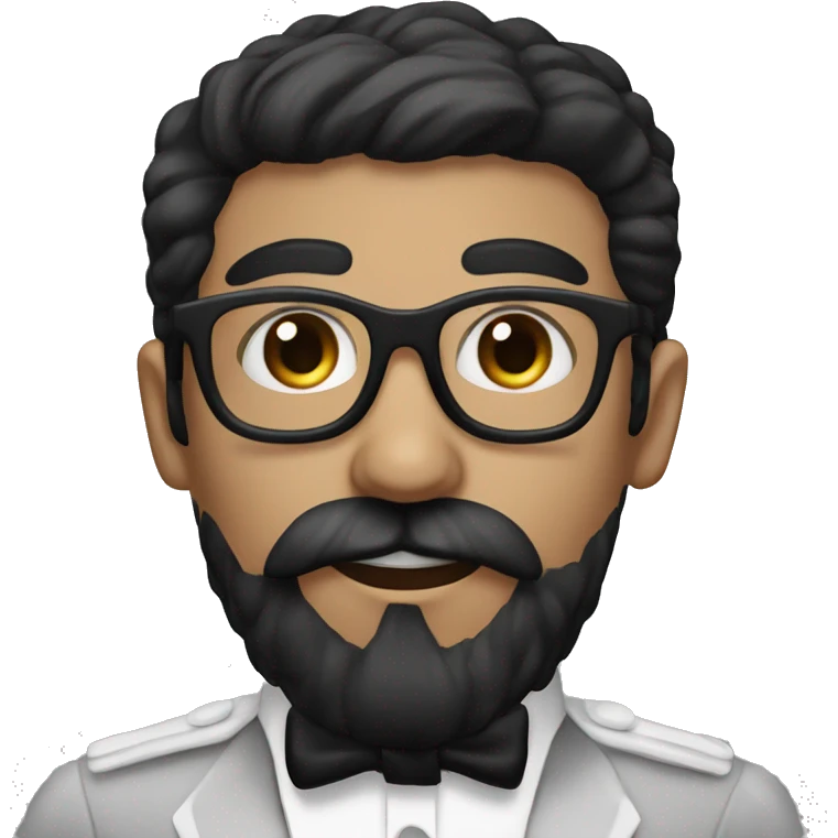 Groom with Short black Hair and  Long black beard handlebar moustache and glasses emoji