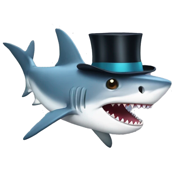 Shark with a top hat emoji