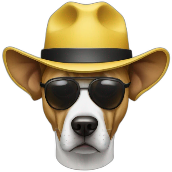 A dog in theme of breaking bad Heisenberg with his hat and mask emoji
