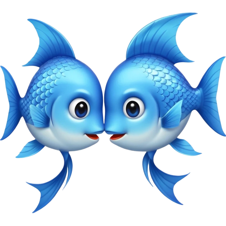 two cute pale blue fishes kissing emoji