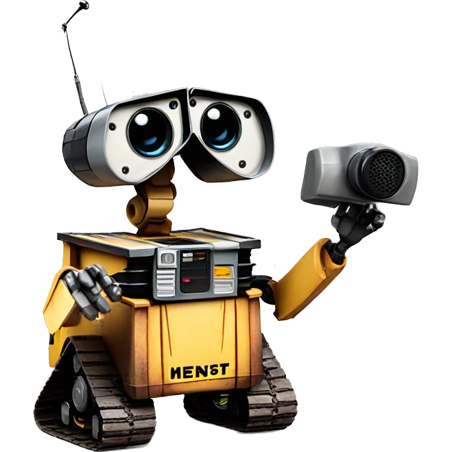 wall-e bot with alert siren emoji