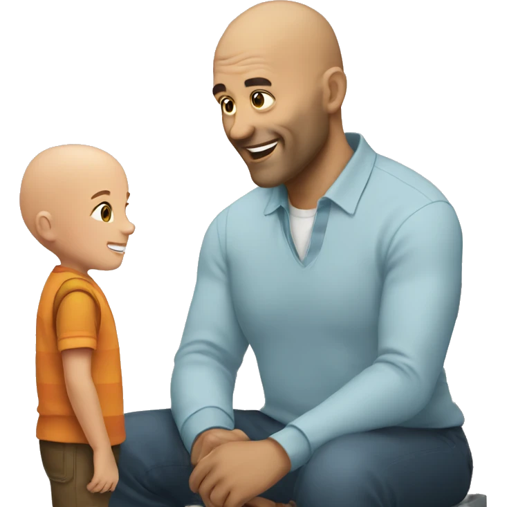 Bald man talking to kid emoji