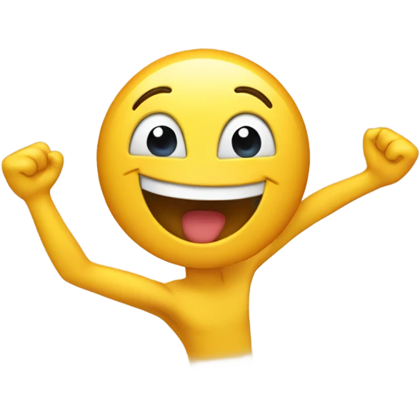 Happy emoji cheering with arms up emoji