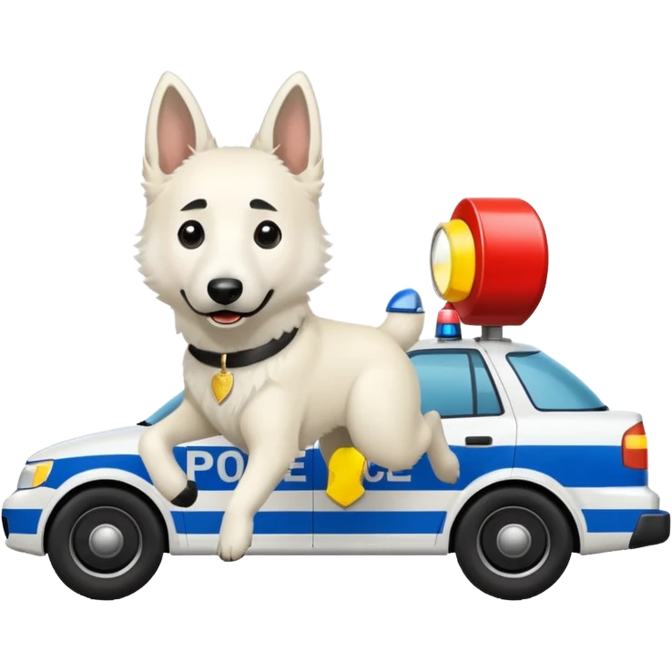 White belgian Shepard Fleeing from police car emoji