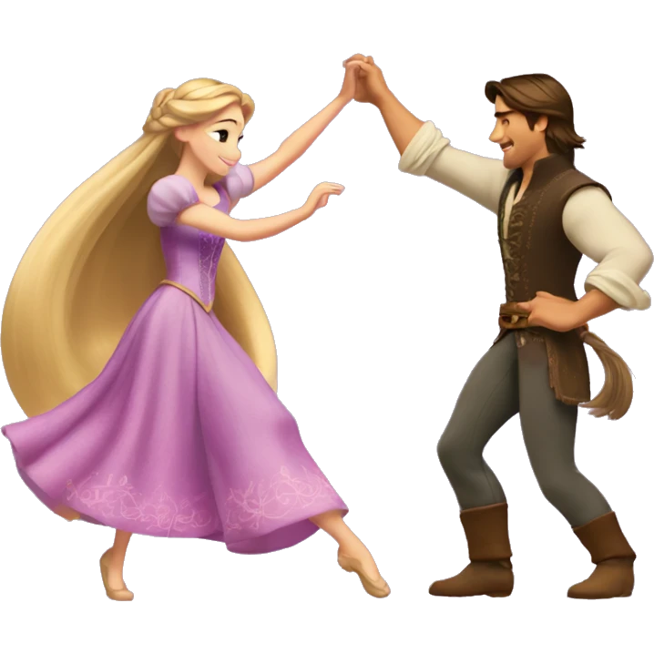 Rapunzel and Flynn Rider dancing emoji