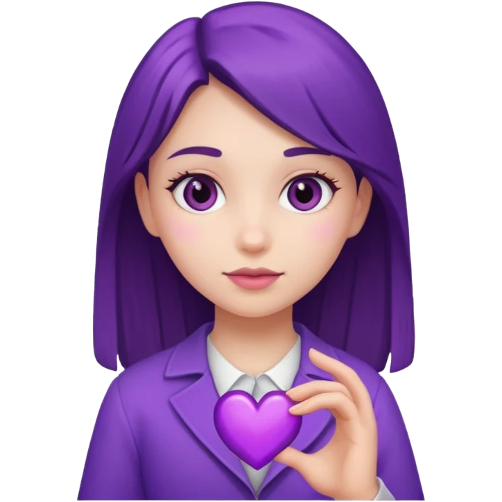 purple heart in girl's hand emoji